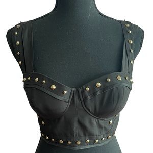 Guess by Marciano black with gold studs Crop Top size 0